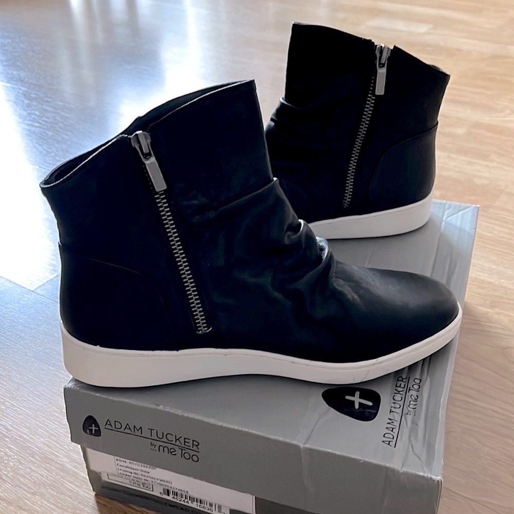 Adam Tucker Black Leather Booties
